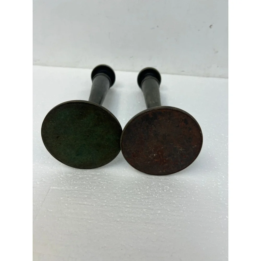 Vintage Arts & Crafts Metal Candlestick Holders Pair Tapered 9